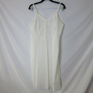 Barbizon Nightgown Vintage White Knee Length Slip Lace 80's Womens Medium